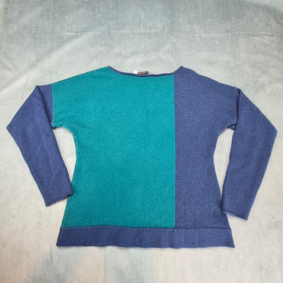 Cullen Women's Colorblock Turquoise & Blue Cashmere Sweater Size L - Picture 4 of 6